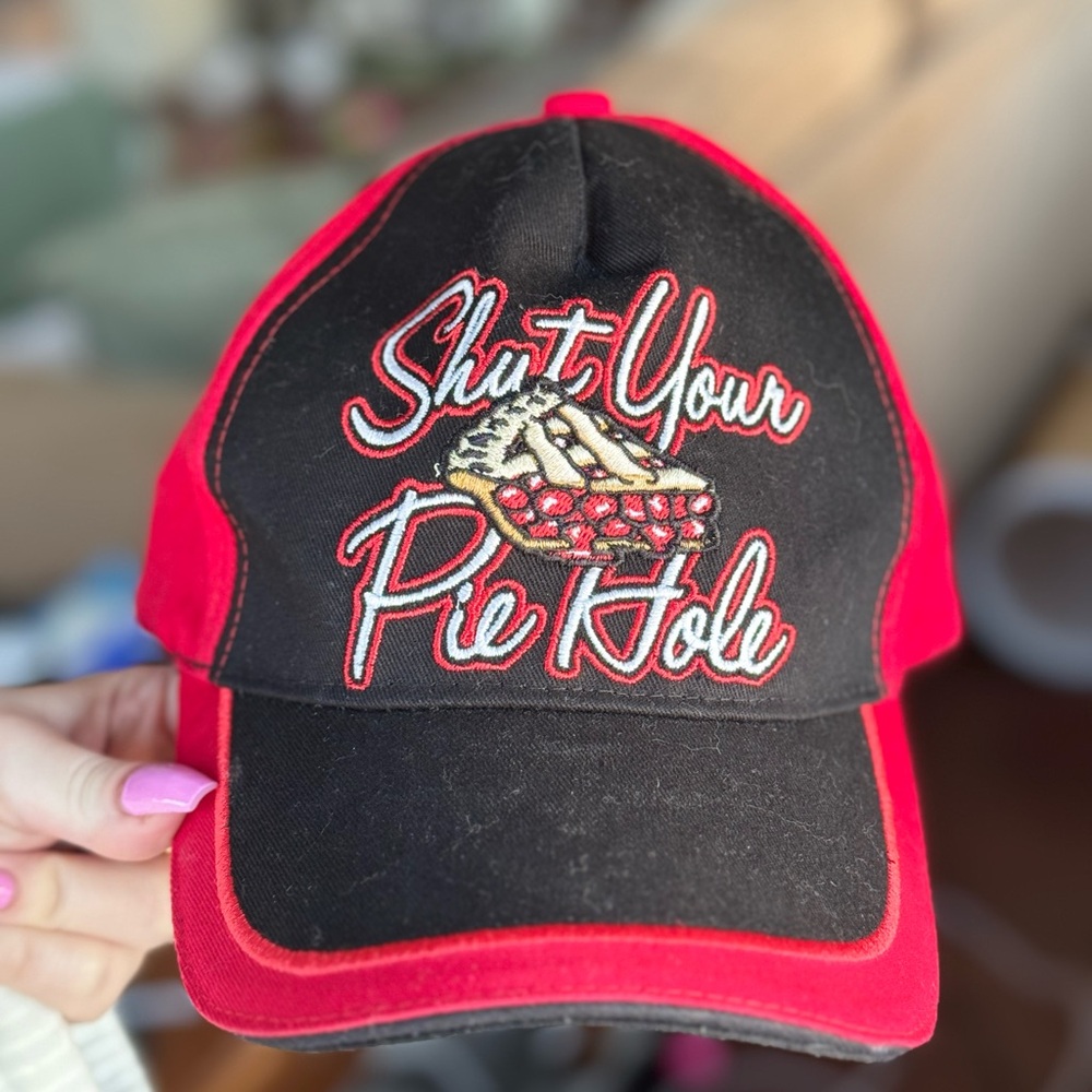 Shut Your Pie Hole funny trucker redneck adjustable hat men’s women’s red black
